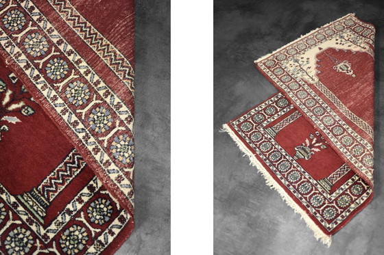 Image 1 of Tappeto da preghiera orientale pakistano Mihrab tessuto a mano vintage, anni '60