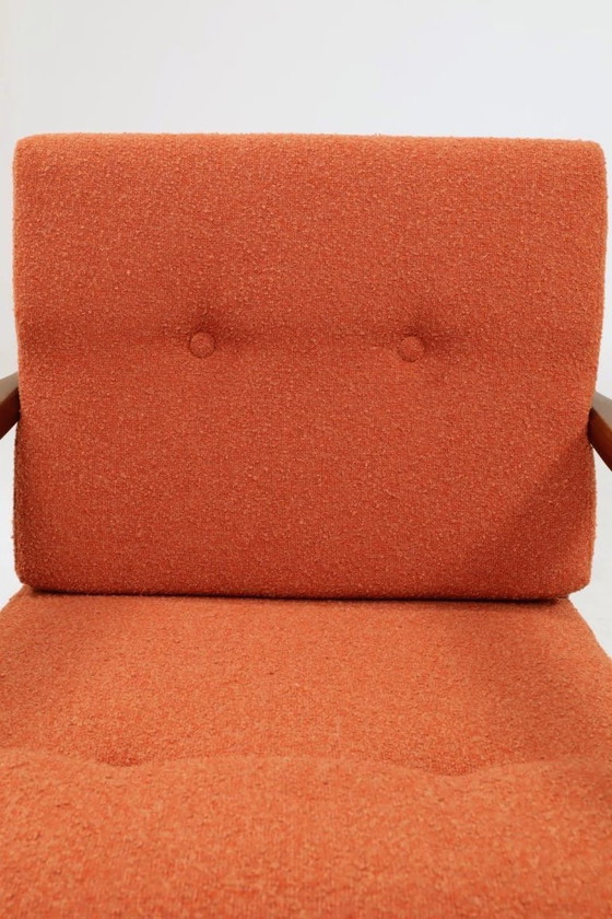 Image 1 of Poltrona vintage con cuscini arancioni papaya, design classico, poltrona lounge MCM, 1960, Polonia