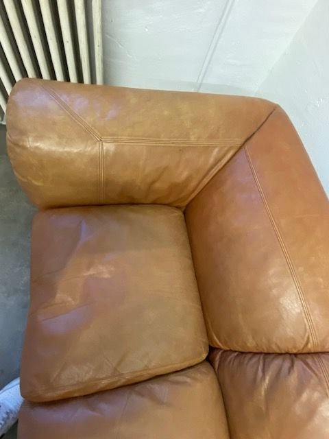 Poltronova Frau Leather Cognac 2-seater Sofa 70s Luigi Massoni, Poltrona Frau, Brown (photo 13 of 15)