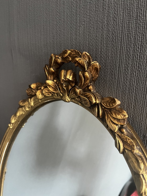 Prachtige Vintage Mid-Century Gouden Pieterman Kuifspiegel – Glass, Metal (photo 4 of 6)