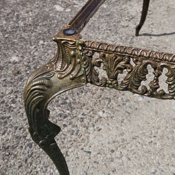 Image 1 of Franse Vintage Marmeren Messing Salontafel - Cocktailtafel-Lounge Tafel-Barok Stijl-60er jaren