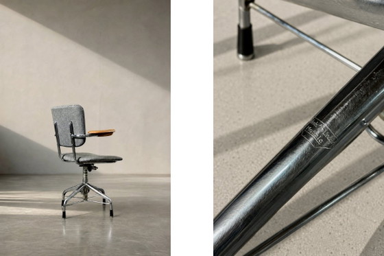 Sedia da ufficio girevole vintage in stile industriale scandinavo di metà secolo, prodotta da Verkstads AB (photo 6 of 16)