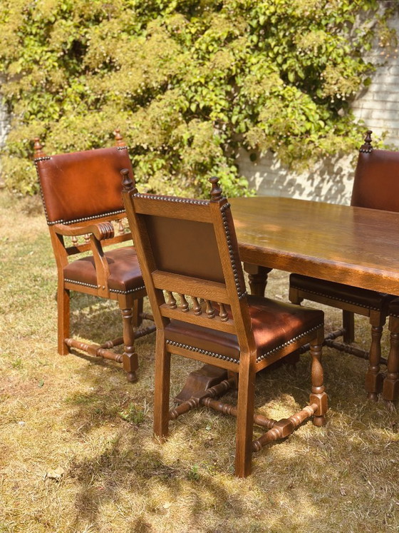 Sedie da castello Sedie da pranzo 6 Rovere vintage Pelle – Legno (photo 22 of 22)