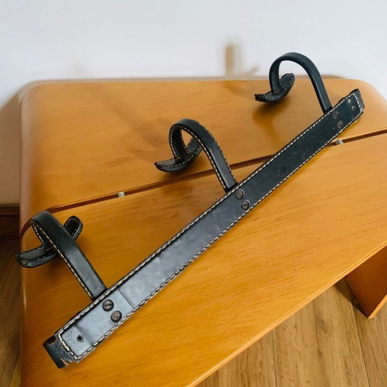 Jacques Adnet black leather wall Coat rack, Modern (photo 13 of 15)