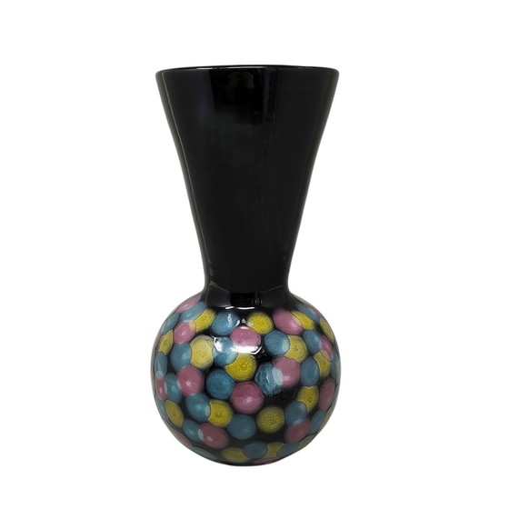 Image 1 of 1980s Exquisite Handgemaakte Polychrome Vaas in Keramiek van Bizzirri, Made in Italy