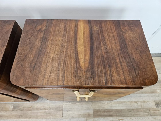 Pair of Art Deco burl wood nightstands, Brown (photo 7 of 15)