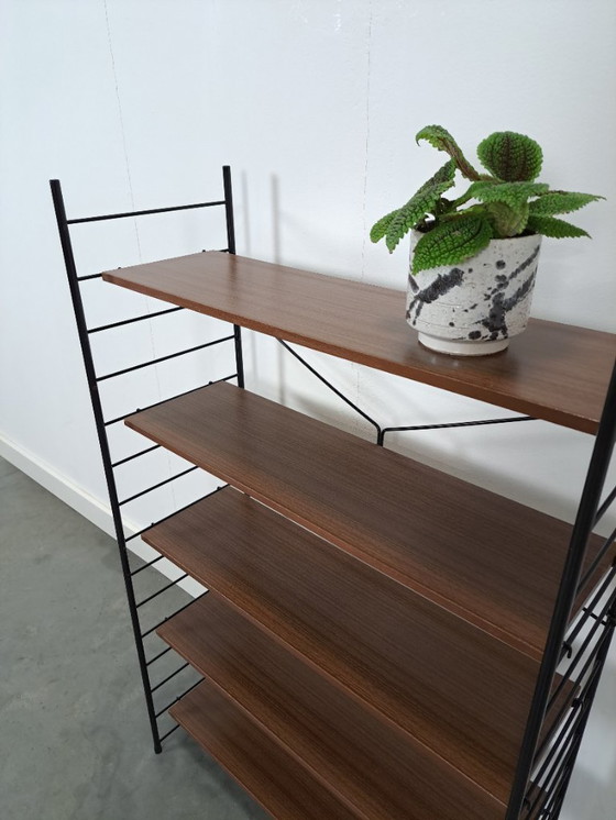 Image 1 of Modulair systeem wandrek met 5 planken, vintage kast