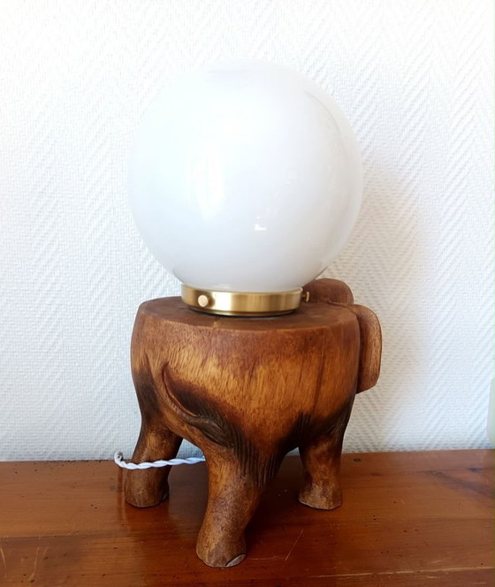Image 1 of Elephant and opaline lamp