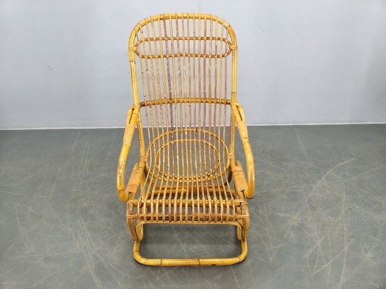 Image 1 of Italiaanse rotan loungefauteuil uit het midden van de 20e eeuw, jaren 60.