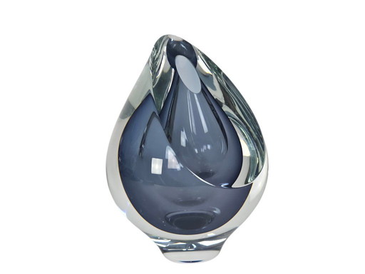 Robert Deeble - verre - Amérique - signé - verre transparent - bleu - années 1980
