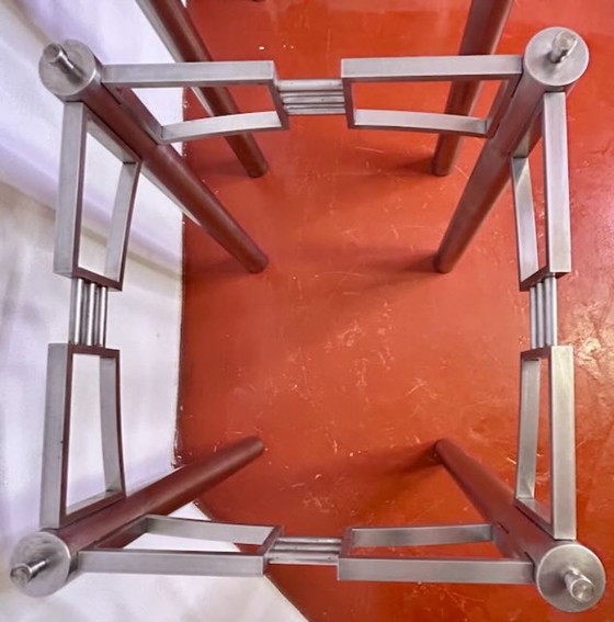 Image 1 of Edelstahl-Designfuß für Glastisch – skulpturales, zeitloses Design