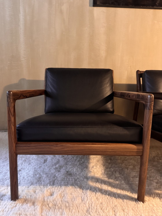 Image 1 of 2x Etnicraft Jack fauteuil zwart leer