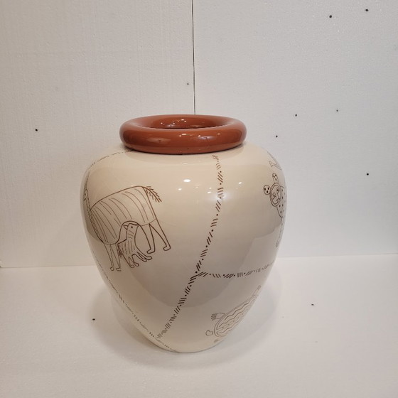 Image 1 of Vase design animals, ceramic, 80's - France