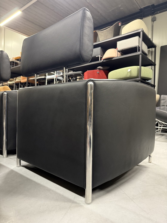 Image 1 of 2 poltrone Leolux Goncharov in pelle nera