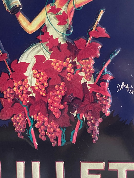Insegna in metallo Lillet, ispirata al poster di Robys del 1937, decorazione vintage da bistrot. (photo 2 of 6)