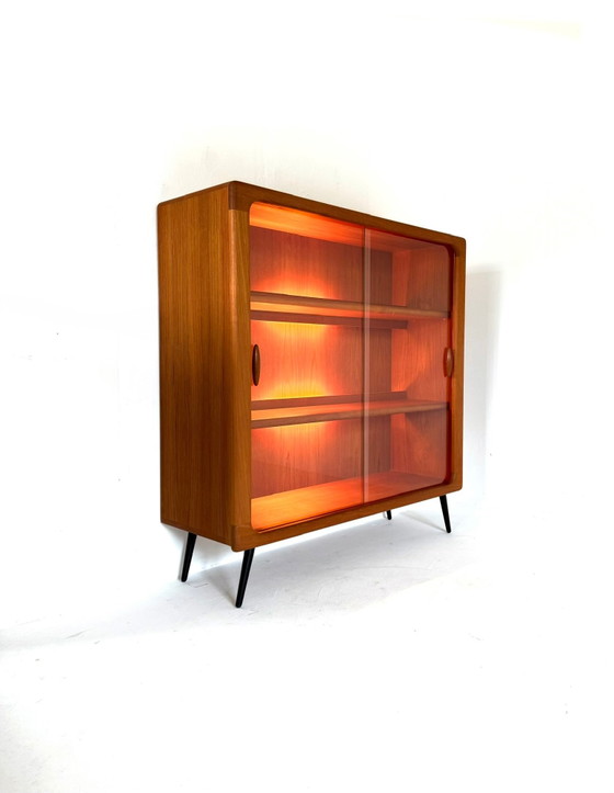Vitrine vintage illuminée en teck, Dyrlund ‘80, Bois, Verre, Marron (photo 15 sur 15)