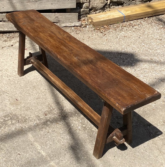 Image 1 of Panca da fattoria in rovere massello, 140 cm, per un tavolo rustico da fattoria anni '50