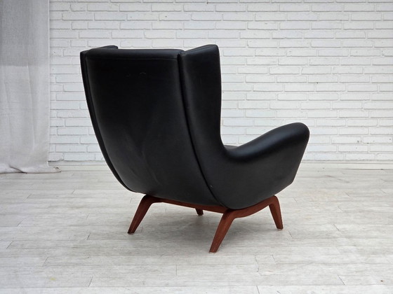 Jaren 60, Deens ontwerp van Illum Wikkelsø, fauteuil, model 110, leer, teak – Wood (photo 9 of 21)