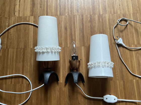 Image 1 of Set of vintage mid-century bedside lamps – 1970s – border