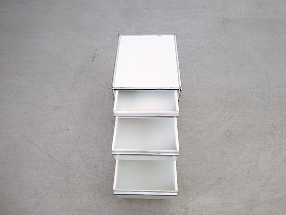 Image 1 of 7x USM Haller rolcontainer kantoorkast design wit Fritz Trolley