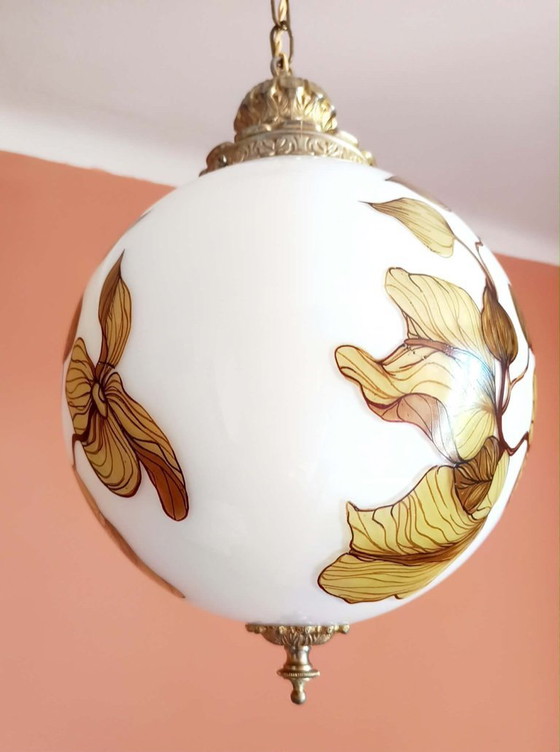 Image 1 of Grande suspension globe art nouveau 