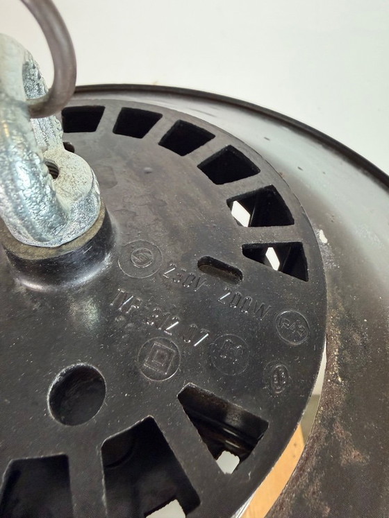 Image 1 of Industrial Grey Enamel Cage Pendant Lamp, 1960s