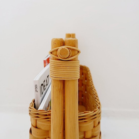 Image 1 of Porte-revues vintage bohème en bambou - Années 1970