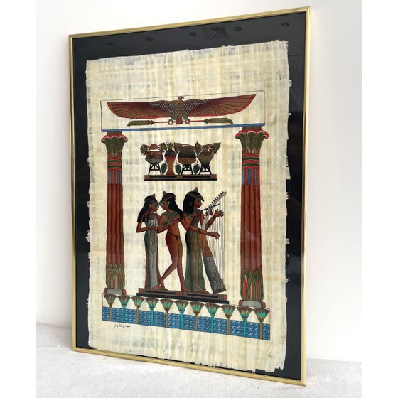 Two signed Egyptian paintings on papyrus – Paintings & Drawings, Other, Paper (photo 4 of 18)