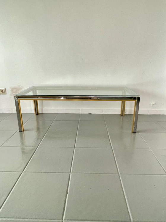 Image 1 of Romeo Rega coffee table in chrome and gold, Italy, 1970s