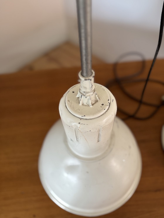 Image 1 of Industrial Pendant Lamps Vintage White Metal