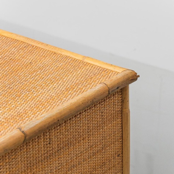 Image 1 of GEMODERNISEERD VINTAGE DRESSOIR VAN BAMBOE EN ROTAN UIT DE JAREN 70