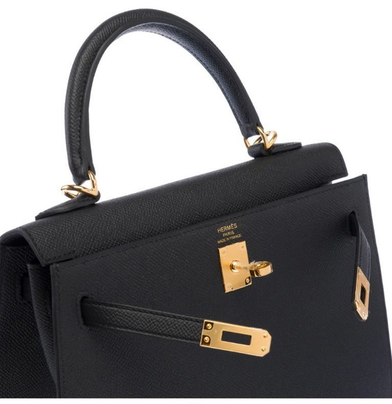 Image 1 of Sac HERMES Kelly 25 en Cuir Noir - 103510