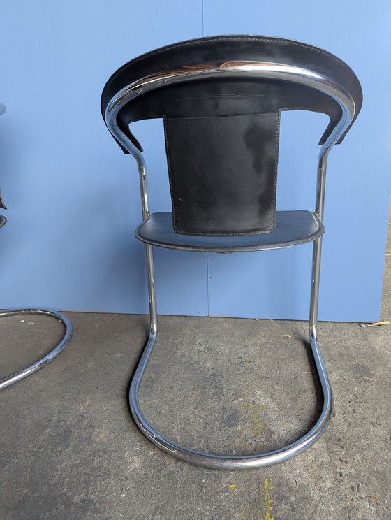 Image 1 of 6 chaises design vintage italien - Chrome et cuir