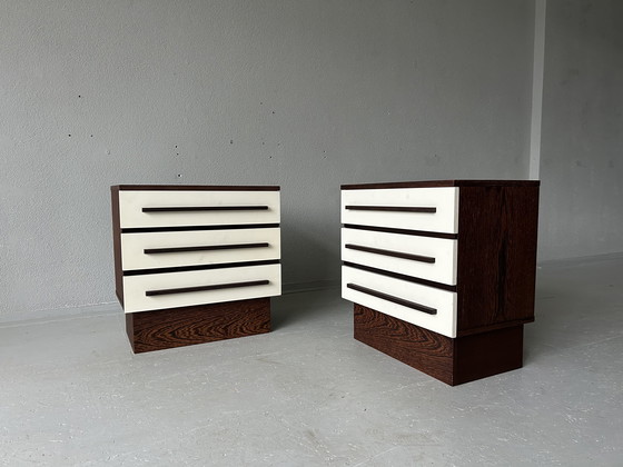 Image 1 of Set da comodino vintage - metà secolo - wengé