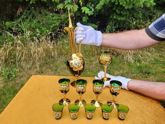 Vintage Murano Handmade Decanter Set | Venetian Glass Decanter Liquor Set, Glass & Decanter, Gold (photo 4 of 10)