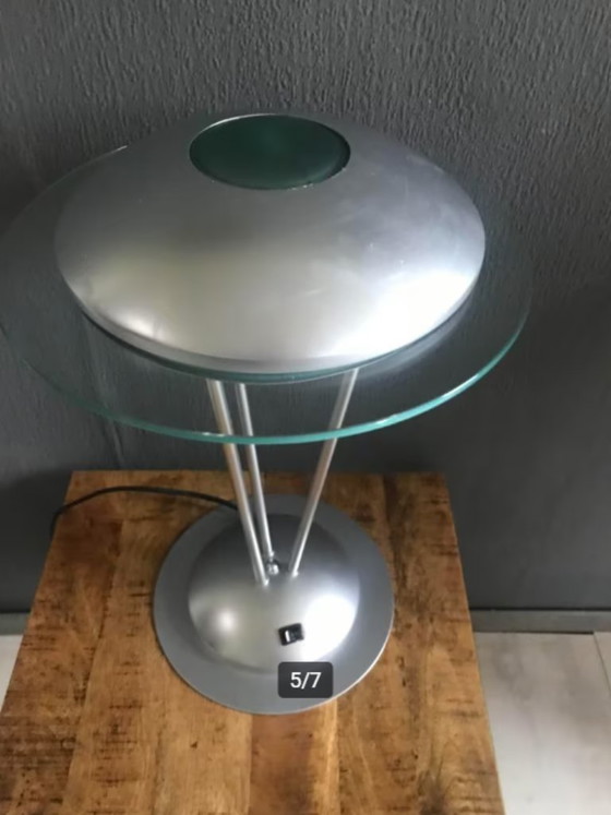 Image 1 of Vintage UFO Table Lamp 1980s Metallic Silver - Space Age