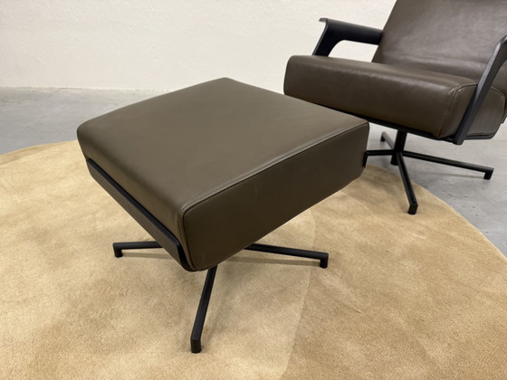 Image 1 of Harvink De Kaap Fauteuil pivotant avec pouf Cuir de luxe