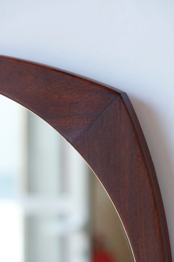 Image 1 of Vintage Round Mirror in Solid Teak - Scandinavian Design 1960