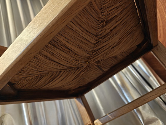 Image 1 of Brutalist Corner Chair – Wicker & Wood, Unique Back Detail