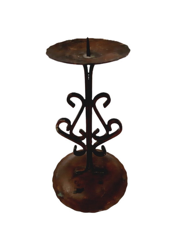 Image 1 of Portacandele vintage in rame battuto, 17 cm