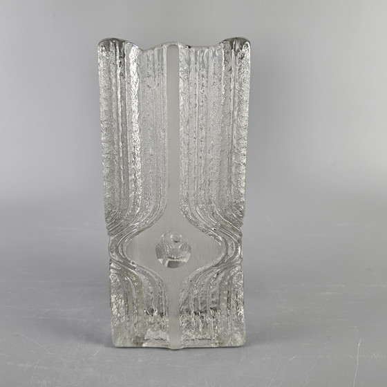 Image 1 of Vintage Glass Vase Made By Nybro Glasbruk, Sweden. Rectangular Vase. Brutalist.