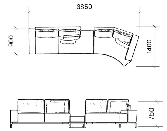 LAZZONI Gola Sofa Set with Moon Corner Element – Corner sofas, Metal, Textile (photo 2 of 5)