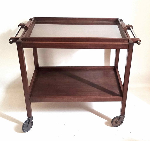 Mahogany sideboard on wheels with removable tray 30s