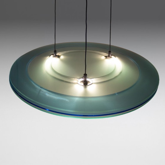 Image 1 of 1x  Space Age Aurora Blue Pendant by Arteluce, Perry King & Santiago Miranda, 1983