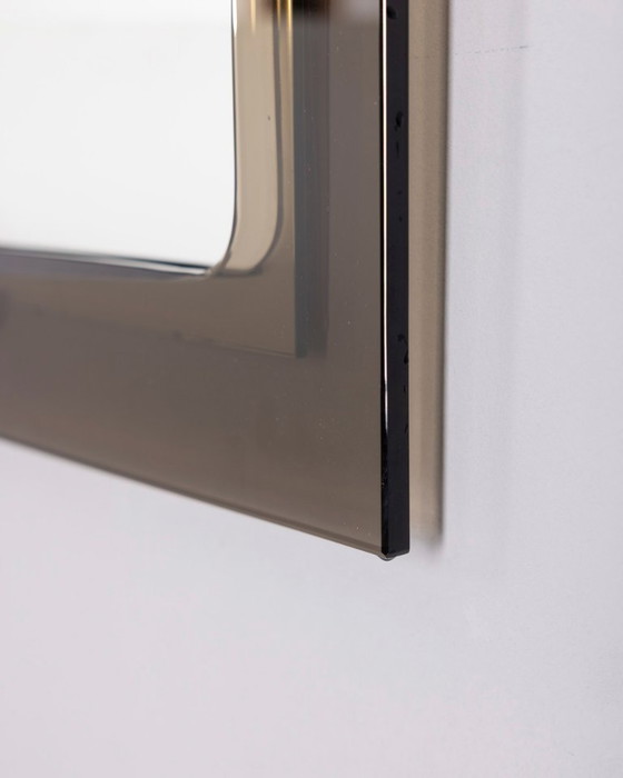 Image 1 of Miroir mural vintage des années 1970 en verre fumé, design italien