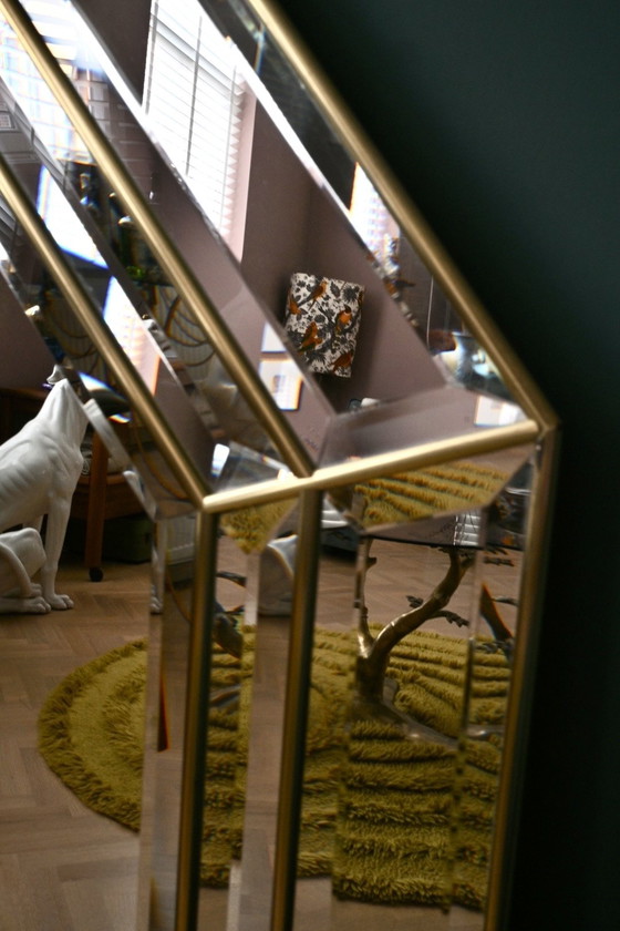 Image 1 of Large mirror with facet-cut glass, octagonal