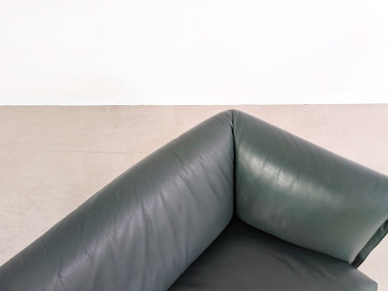 Image 1 of Original Rolf Benz Sofa Leder Design Couch dunkelgrün Zweisitzer