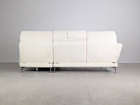 Image 1 of Original Brühl Moule Ecksofa Design Couch Leder weiß klappbar