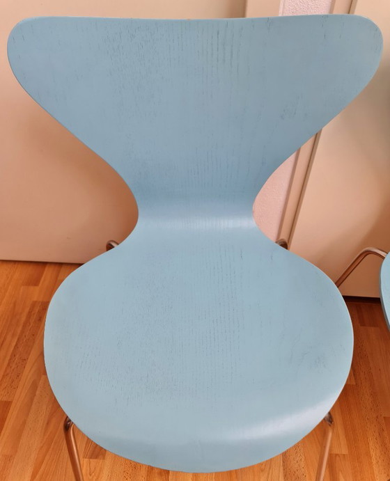 Vintage Fritz Hansen Series 7 Stoelen Jaren 70 / 80 Light Blue Ash – Kuipstoelen, Metal, Wood (photo 2 of 14)