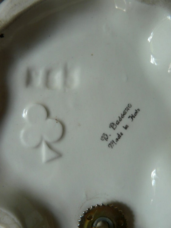 Image 1 of Keramiek en opaline hondenlamp 1960/70 Gesigneerd Bassano Italië